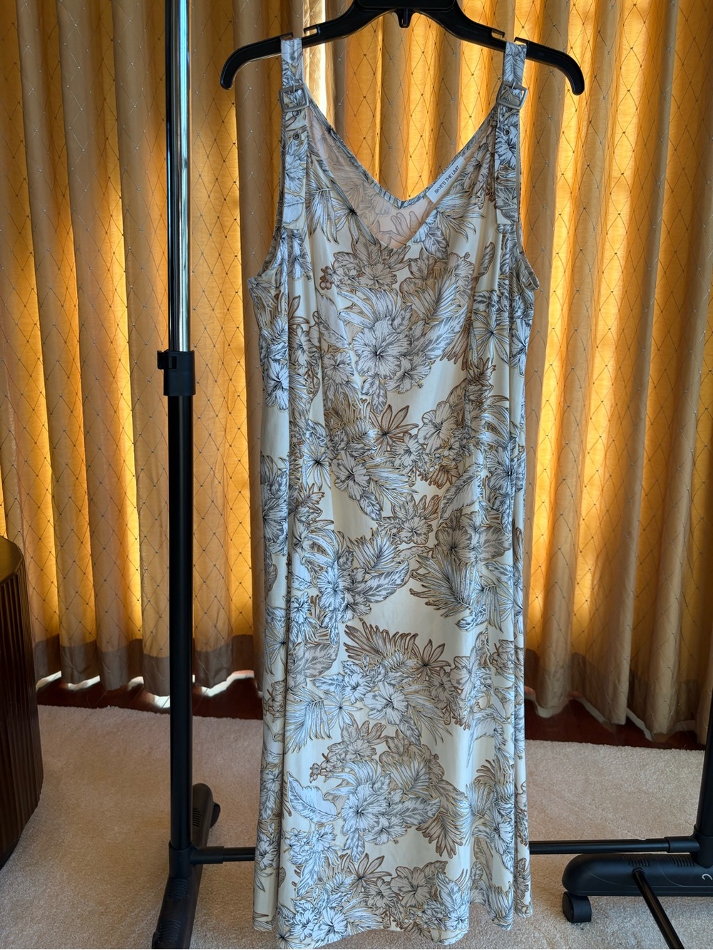 Skye's the Limit Cream Floral Slip Dress with Taupe Accents